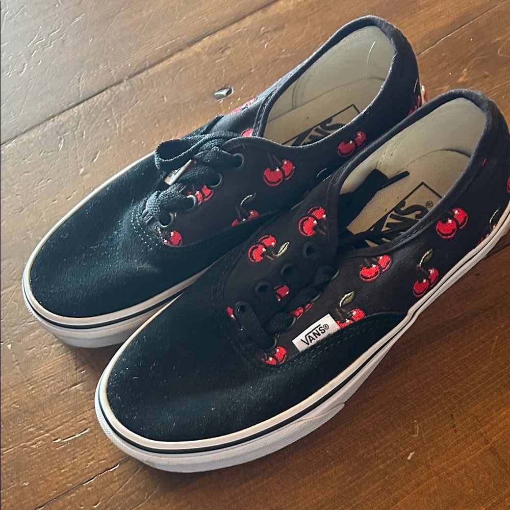 Vans Kids Black and Red Cherry Sneakers